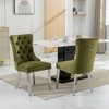 Lyngins Modern Armless Dining Chair Set of 2, High-end Tufted Solid Wood Kitchen Chair with Chrome Steel Legs, Velvet Upholstered Living Room Chair - 2 of 4