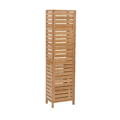 Bracken Vertical Bamboo Storage Cabinet with Hidden Shelves - Brown