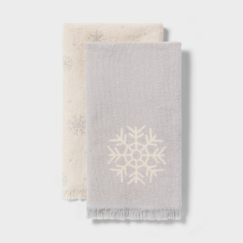 2pk Christmas Snowflake Hand Towels Gray white Wondershop Target