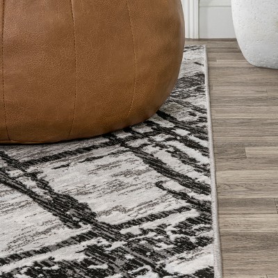 Gray Abstract Flat Woven Reversible Synthetic Rug 3x5