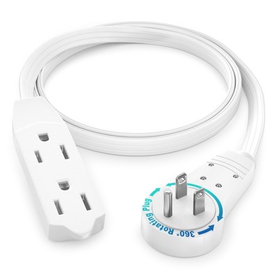 Maximm Cable 360° Rotating Flat Plug Extension Cord, 16 AWG 3 Outlet