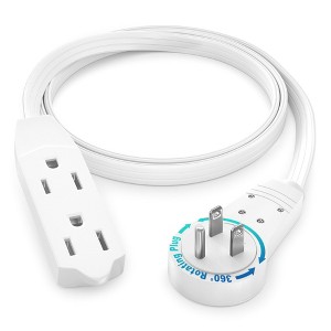 Maximm Cable 360° Rotating Flat Plug Extension Cord, 16 AWG 3 Outlet - 1 of 4