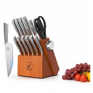 imarku14PCS High Carbon Stainless Steel Knife Set, One-piece Dishwasher Safe Kitchen Knives Set, Chef Knife Set with Built-in Sharpener - 1 of 4