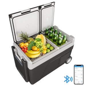 Whizmax 12 Volt Portable Refrigerator for Car, 40/51 QT Electric Dual Zone Freezer, App Control and Wheels Car Fridge for Camping, Travel, Road Trip - 1 of 4
