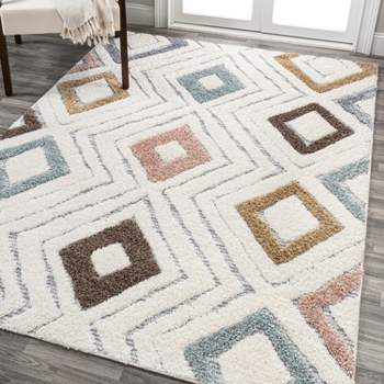House Home & More Skid-Resistant Carpet Runner Moroccan Trellis Lattice – Coffee Brown & Vanilla Cream 26 in. x 6 ft.