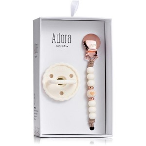 Baby Soother Silicone Pacifiers & Coordinating Mini Clip – Scalloped/Classic Design Infants Self-Soothing & Comforting Gift Set of 2 for Newborns - 1 of 4