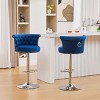 Set of 2 Velvet Swivel Bar Stools,Adjustable Counter Stools with Tufted Back,Chrome Base and Nailhead Trim for Kitchen Island-Maison Boucle - 3 of 4