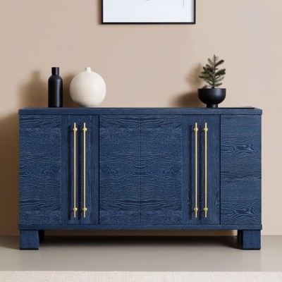 60" Buffet Sideboard Cabinet with Adjustable Shelves,Wood Buffet Table Cabinet with Gold Handles and Solid Wood Leg - Leovsnove