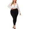 Agnes Orinda Women's Plus Size Shrug Tie Neck Bolero Crop Lace Sheer Ruffle Hem Cardigan - 2 of 4