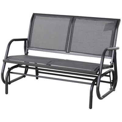 Gray Mesh Outdoor Glider Bench with Powder Coated Steel Frame