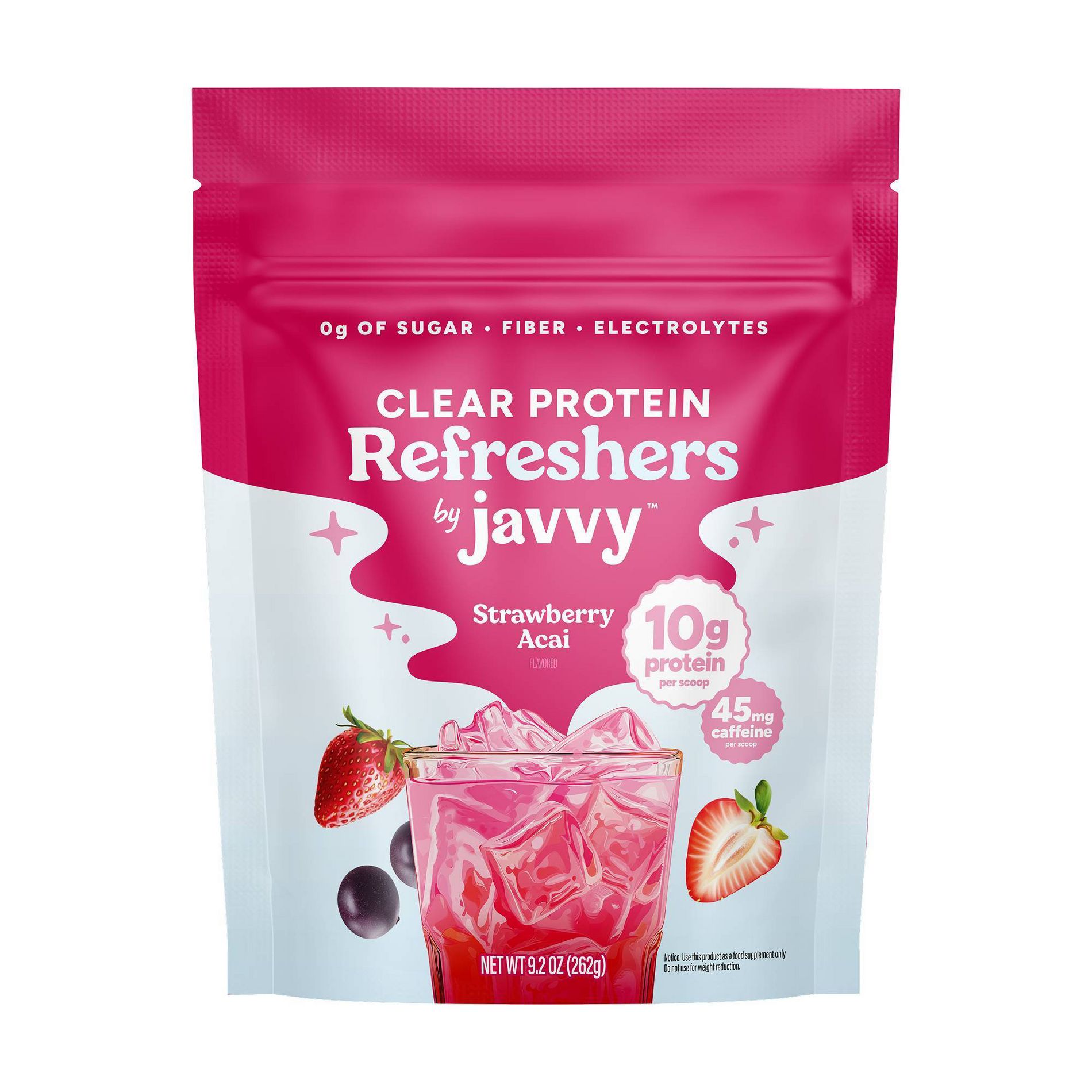 Javvy Strawberry Acai Clear Protein Refreshers - 9.2oz