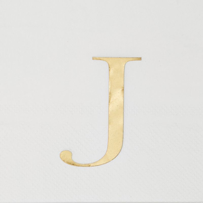 Sparkle and Bash 100 Pack Gold Foil Initial Letter J White Monogram Paper Napkins for Dinner Party, 4 x 8 In, 3 of 8