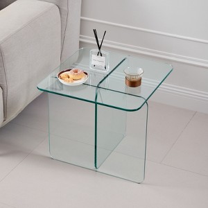 NicBex C Shaped Side Table Simple Modern End Table with Wheels, 2-Tier Storage Shelf and Glass Tabletop for Bederoom, Living Room - 1 of 4