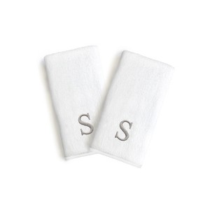 Linum Home Textles Monogrammed Luxury 100% Turkish Cotton Novelty White Hand Towels  (Set of 2) - 1 of 1