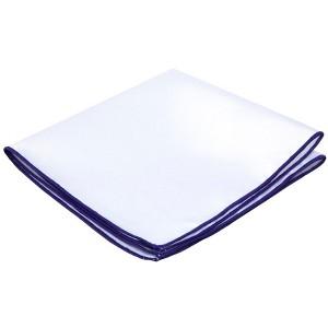 Jacob Alexander White Satin Pocket Square with Embroidered Edge - 1 of 1