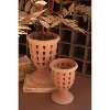 Set of 2 Concrete Perforated Urns with Terracotta Finish – Decorative Porch & Sunroom Planter Holders by Kalalou - 3 of 3