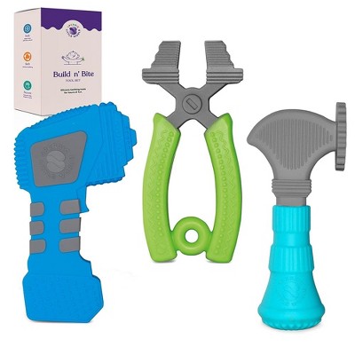 Image of Sperric Silicone Teething Toys for Babies 0-6 Months - Kids Tools Set with Hammer, Pliers, Drill - Double-Sided Texture for Gum Soothing – 3pcs