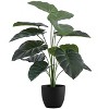 Monarch Specialties Artificial Plant 24 inch Tall Alocasia Indoor Faux Fake Table Greenery Potted Real Touch Decorative Green Leaves Black Pot - 2 of 4