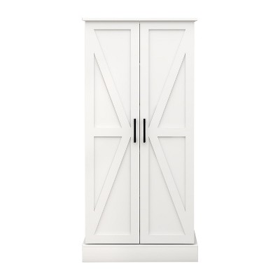 NicBex 50 Inch Kitchen Pantry Storage Cabinet with LED Lights,2 Doors and 2 Adjustable Shelves for Dining Room,Bathroom,Kitchen,White