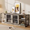 EcoSummer Farmhouse TV Stand for 75/80" TVs, Industrial Media Console with Storage Cabinets, Living Room Entertainment Center, Grey - 2 of 4
