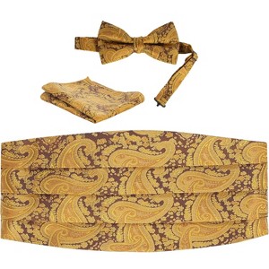 Gioberti Boy's Adjustable Satin and Paisley Cummerbund Set - 1 of 3