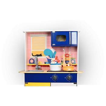 2-in-1 Mini Kitchen Wooden Play Set with 15-Pieces Included