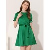Allegra K Women's Elegant Satin Short Sleeve Tie Waist Business Casual Dresses - 2 of 4