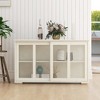 Sevobal Utility Storage Cabinets, Freestanding Storage Cabinet with Transparent Sliding Doors for Living Room Kitchen, White, 41.92"*12.99"*24.6" - 3 of 4