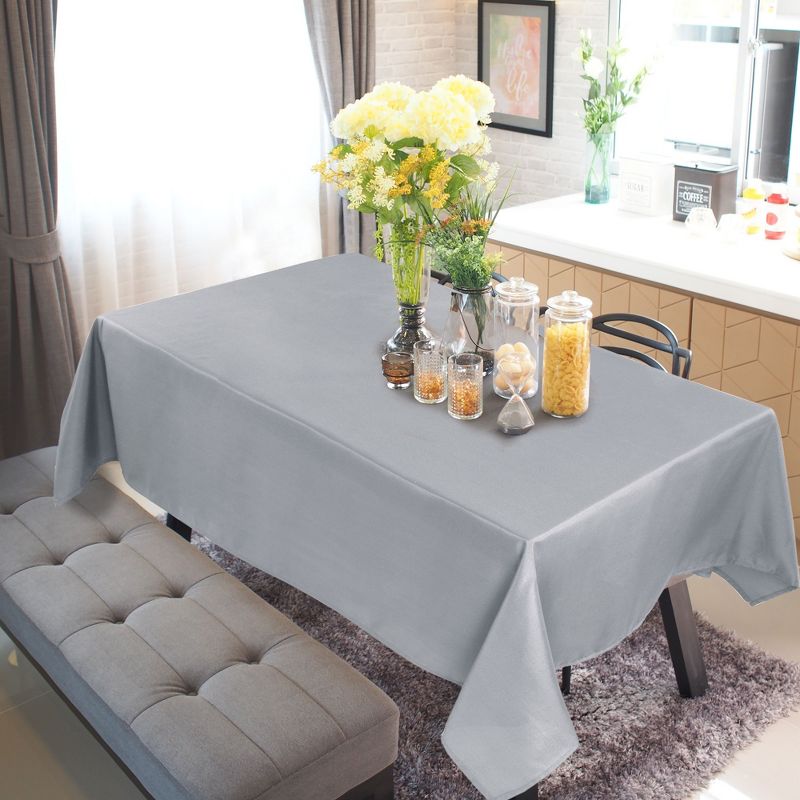 55"x63" Rectangle Polyester Stain Resistant Solid Tablecloths Light Gray - PiccoCasa, 1 of 4