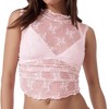Women's Floral Lace Crop Top – Sheer Turtle Neck & Sleeveless Design, Stretchy & Sexy Cherie Code - 2 of 4