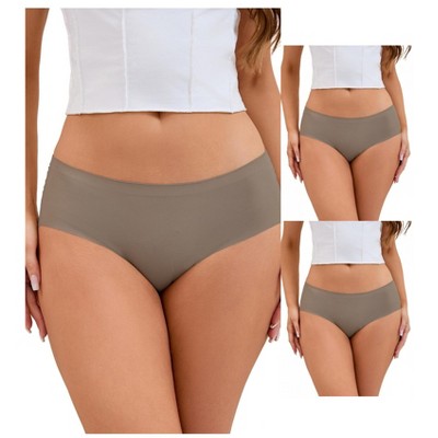 INSPIRE CHIC 3 Packs Women's Mid-Waisted Ladies Panties Full Coverage No Trace Comfortable Briefs