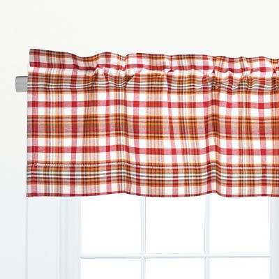 Abingdon Plaid Red Cotton Rod Pocket Valance
