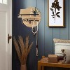 LunaLulinlk Key Holder for Wall Decorative with Shelf and Hooks, Wood Round Wall Mount with Holder, Entryway Key Rack Hanger Light Brown - 3 of 4