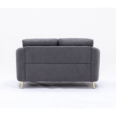 Yuina 60'' Gray Linen Loveseat with Sloped Arms