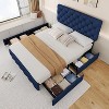 Bed Frame with 4 Storage Drawers and Headboard, Linen Upholstered Platform Bed Frame with Wooden Slats Support - 3 of 4