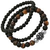 Steeltime Men's set of 3 black lava and tiger eye beaded bracelet with skull bead - 2 of 4