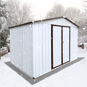 KWPZQEB Outdoor Storage Sheds, Metal Garden Tool Shed with Slooping Roof & Lockable Doors, Weather-Resistant Metal Tool Shed for Backyard, Poolside - 1 of 4