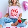 Simply Sage Market S.W.Smiley Valentine Smiley Checkered Short Sleeve Tee - XL - Pink - 2 of 4