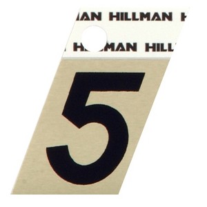 Hillman 1.5 in. Reflective Black Aluminum Self-Adhesive Number 5 1 pc (Case of 6) - 1 of 1
