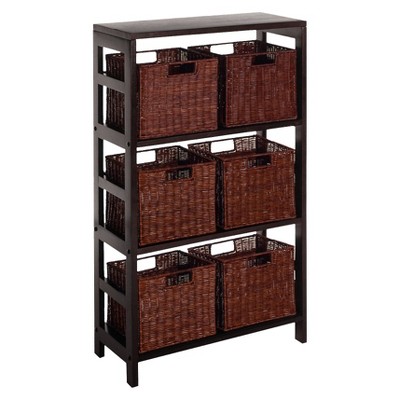 Espresso Transitional Wood 3-Tier Storage Shelf for Kids and Toys
