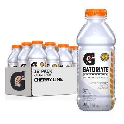 Gatorlyte Rapid Rehydration Electrolyte Beverage, Cherry Lime - 20 Oz Bottle (Pack of 12)