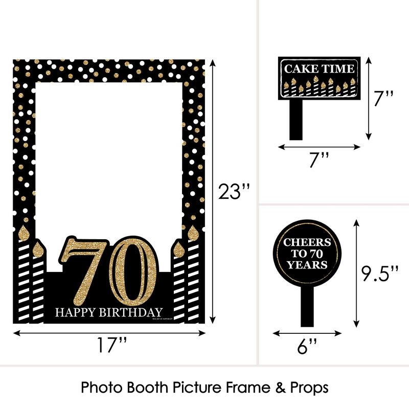 Big Dot of Happiness Adult 70th Birthday - Gold - Birthday Party Selfie Photo Booth Picture Frame & Props - Printed on Sturdy Material, 5 of 8