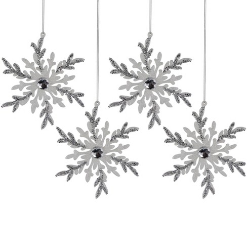 Clearance 4inch Mini Glitter Snowflake Ornaments Set Christmas