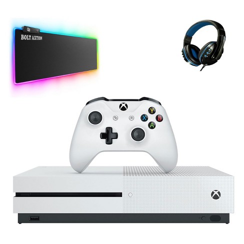 Microsoft Xbox One S 500GB White Gaming Console + RGB Mouse Pad With Wired  Gaming Headset Manufacturer Refurbished