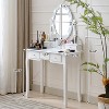 Okak British Style Vanity Set, 4-Drawer Makeup Desk with Removable Oval Mirror & Stool, Compact Dressing Table for Dorm - 3 of 4