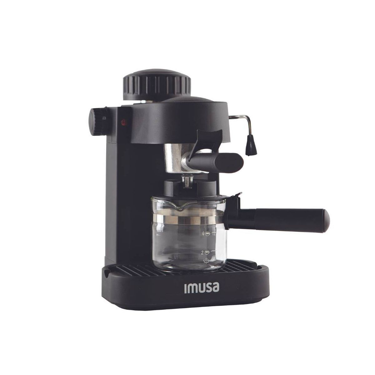 IMUSA 4 Cup Electric Espresso/Cappuccino Maker 800 Watts - Black: Milk Frother, Glass Carafe, Removable Filter Basket