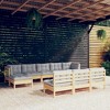 vidaXL Solid Pinewood Patio Lounge Set 10 Piece with Cushions - Brown and Gray - 2 of 4