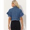 Allegra K Women's Denim Ruffled Short Sleeve Lightweight Peplum Hem Jean Shirt - 4 of 4