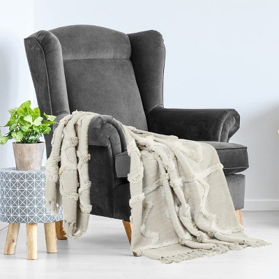 Americanflat 100% Cotton Boho Throw Blanket - All Seasons Lightweight Cozy Soft Blankets & Throws for Bed and Sofa - 100% Cotton with Fringe