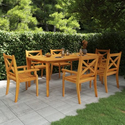vidaXL Patio Table, 78.7"x39.4"x29.5" Solid Wood Acacia